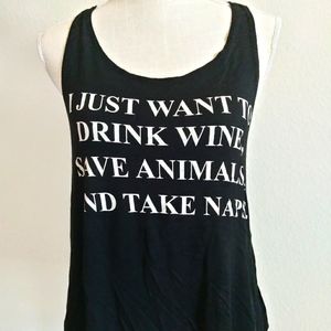 Drink wine, save animals razor back graphic tee